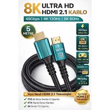 Derwell HDMI 2.1 8k Ultra Hd Kablo 5 Metre (48GBPS – 4K/120Hz Destekli) 5mt 8k @144HZ Ultra Yüksek Hızlı 8k HDMI 2.1 Kablo Yüksek Çözünürlüklü Kablo