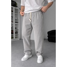EYDAMOON Man Gri Baggy Kesim Keten Karışımlı Müslin Pantolon Rahat Stil Terletmeyen Hafif Kumaş