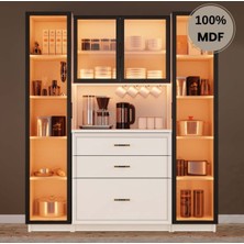 Comiet Kardelen Mdf Kahve Köşesi Dolabı Çekmeceli Işıklı