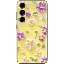 Le Balvo Samsung Galaxy S24 Uyumlu Mor Papatyalar Baskılı Silikon Kılıf
