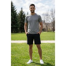 EYDAMOON Erkek Gri Sporcu T-Shirt Hızlı Kuruyan Compression Ter Tutmaz Kumaş