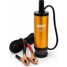 AKD Sıvı Transfer Pompası Filtreli Mazot Su Yağ Aktarma Pompası 12V Akü Bağlantılı Yüksek Performans