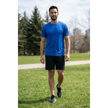 EYDAMOON Erkek Mavi Sporcu T-Shirt Hızlı Kuruyan Compression Ter Tutmaz Kumaş