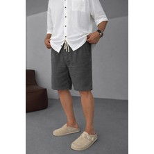 EYDAMOON Man Füme Urban Relaxed Fit %100 Pamuk Müslin Şort - Nefes Alan Müslin Dokuma