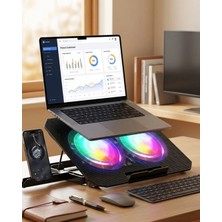 Epilons Çift Fanlı Laptop Soğutucu Rgb Işıklı Sessiz Notebook Standı