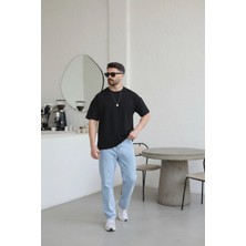 EYDAMOON Erkek Oversize Modal Kumas Solmayan Canlı Renk Ipeksi Dokulu T-Shirt