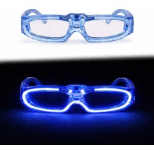 Almira Butik Mey Ithalat® Mavi LED Işıklı Parti Gözlüğü 3 Modlu - Glow & Gece Eğlence Gözlüğü
