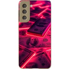 Le Balvo Samsung Galaxy S21 Fe Uyumlu Kızıl Dolarlar Baskılı Silikon Kılıf