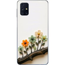 Le Balvo Samsung Galaxy M31S Uyumlu Dalda Açan Çiçekler Baskılı Silikon Kılıf
