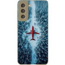 Le Balvo Samsung Galaxy S21 Fe Uyumlu Kış Ortasında Uçak Baskılı Silikon Kılıf