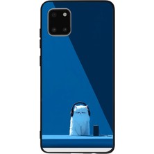 Le Balvo Samsung Galaxy Note 10 Lite Uyumlu Kulaklı Kedi Baskılı Silikon Kılıf