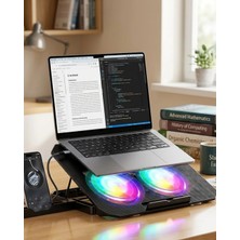 Epilons Notebook Soğutucu Stand Rgb Aydınlatmalı Iki Fanlı Laptop Altlığı