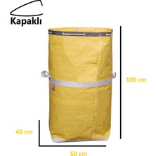 Jokey Ambalaj Iş-Ev Branda Taşıma Çuvalı 50X40+100CM Kapaklı, Ipli ve Cepli 170GR.TEKSTIL Çuvalı- (Sarı)