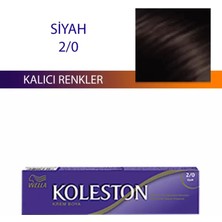 Wella Koleston Siyah 2/0 Kalıcı Krem Single  Boya Saç Boyası 60 gr Parlak Renkler İçin Etkili