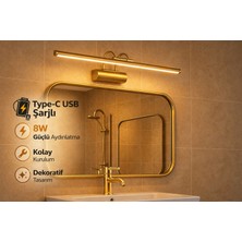 Özer Light 50CM / USB Sarjlı Resim / Tablo / Ayna Üstü / Banyo / Ledli Aplik Flüt 3000K Günışığı