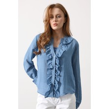 Benevento Clothing Fırfır Detaylı Transparan Gömlek