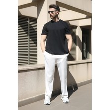 EYDAMOON Erkek Siyah Regular Modal Kumaş Solmayan Renk Ipeksi Doku Ütü Gerektirmeyen T-Shirt