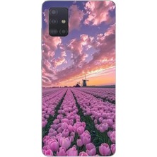 Le Balvo Samsung Galaxy A51 Uyumlu Lale Bahçesi Baskılı Silikon Kılıf