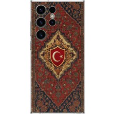 Le Balvo Samsung Galaxy S23 Ultra Uyumlu Türkiye Bayraklı Halı Baskılı Silikon Kılıf