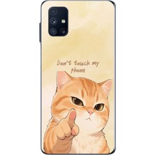 Le Balvo Samsung Galaxy M51 Uyumlu Dont Touch My Phone Baskılı Silikon Kılıf
