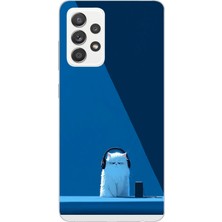 Le Balvo Samsung Galaxy A52 Uyumlu Kulaklı Kedi Baskılı Silikon Kılıf