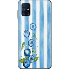 Le Balvo Samsung Galaxy M51 Uyumlu Yaban Mersinleri Baskılı Silikon Kılıf