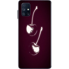 Le Balvo Samsung Galaxy M51 Uyumlu Iki Kiraz Baskılı Silikon Kılıf