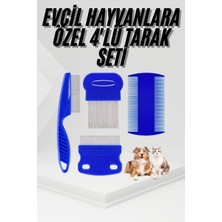 Prativas 4'lü Bit Pire Tarağı Set Kedi Köpek Evcil Hayvan Tüy Toplayıcı Mavi - PRTHBY5597-7350