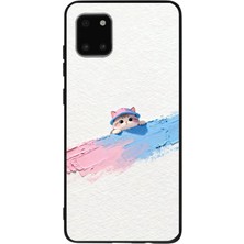 Le Balvo Samsung Galaxy Note 10 Lite Uyumlu Pembe Mavi Kedi Baskılı Silikon Kılıf