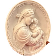 TT Bradex Limitli Üretim La Madonna Di Raffaello Mermer Tozu Duvar Tabağı - 20 cm Çapında
