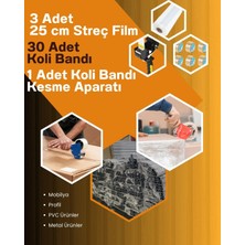 Dalpak Ambalaj 30 Adet Koli Bandı + 3 Adet 25 cm Streç Film + 1 Adet Koli Bandı Kesme Aparatı Seti