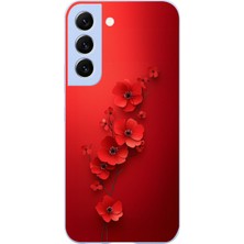Le Balvo Samsung Galaxy S22 Uyumlu Kırmızı Kardelenler Baskılı Silikon Kılıf