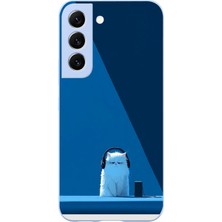 Le Balvo Samsung Galaxy S22 Uyumlu Kulaklı Kedi Baskılı Silikon Kılıf