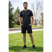 EYDAMOON Erkek Siyah Sporcu T-Shirt Hızlı Kuruyan Compression Ter Tutmaz Kumaş