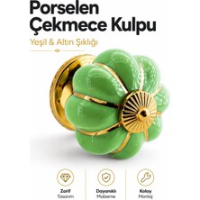Nzb Yeşil Porselen Gold Metal Renk Düğme Kulp Mobilya Çekmece Dolap Kulpu Kulbu Kulpları (1 Adet)