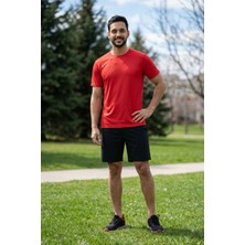 EYDAMOON Erkek Kırımızı Sporcu T-Shirt Hızlı Kuruyan Compression Ter Tutmaz Kumaş