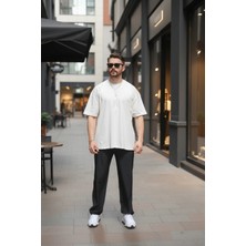 EYDAMOON Erkek Oversize Süprem Penye %100 Pamuk Kumaş Bisiklet Yaka T-Shirt