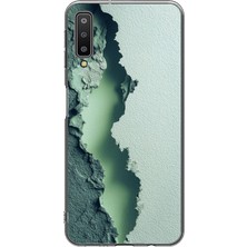 Le Balvo Samsung Galaxy A7 2018 Uyumlu Koyu Yeşil Izler Baskılı Silikon Kılıf