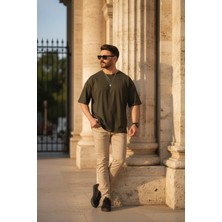 EYDAMOON Erkek Regular Likralı %100 Pamuklu Kumaş Rahat Kesim Kısa Kollu T-Shirt