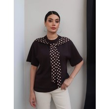 Esra Helvacı Puantiyeli Şal Yaka Tshirt