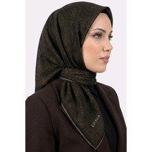 Hadiora Locella Kadın Koyu Kahve Gül Desenli Organik Pamuk Soft Eşarp