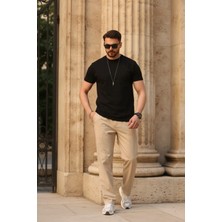 EYDAMOON Erkek Regular Likralı %100 Pamuklu Kumaş Rahat Kesim Kısa Kollu T-Shirt