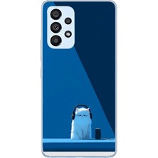 Le Balvo Samsung Galaxy A53 Uyumlu Kulaklı Kedi Baskılı Silikon Kılıf