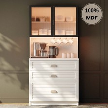 Comiet Lavanta Mdf Kahve Köşesi Dolabı Çekmeceli Işıklı
