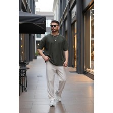 EYDAMOON Erkek Oversize Süprem Penye %100 Pamuk Kumaş Bisiklet Yaka T-Shirt
