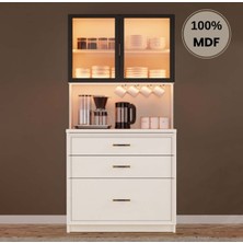 Comiet Kardelen Mdf Kahve Köşesi Dolabı Çekmeceli Işıklı