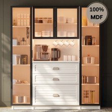 Comiet Lavanta Mdf Kahve Köşesi Dolabı Çekmeceli Işıklı