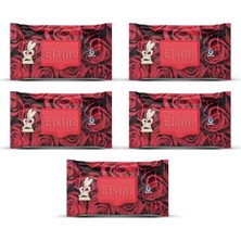 Elsine 5 Paket Red Rose Islak Havlu Mendil 90 Adet Kapaklı Gül Kokulu