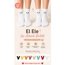 Neşeli Çoraplar 2'li Beyaz El Ele Tutuşan Çorap Seti