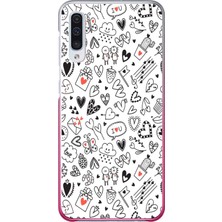 Le Balvo Samsung Galaxy A50 Uyumlu Retro Kalp Karışık Baskılı Silikon Kılıf